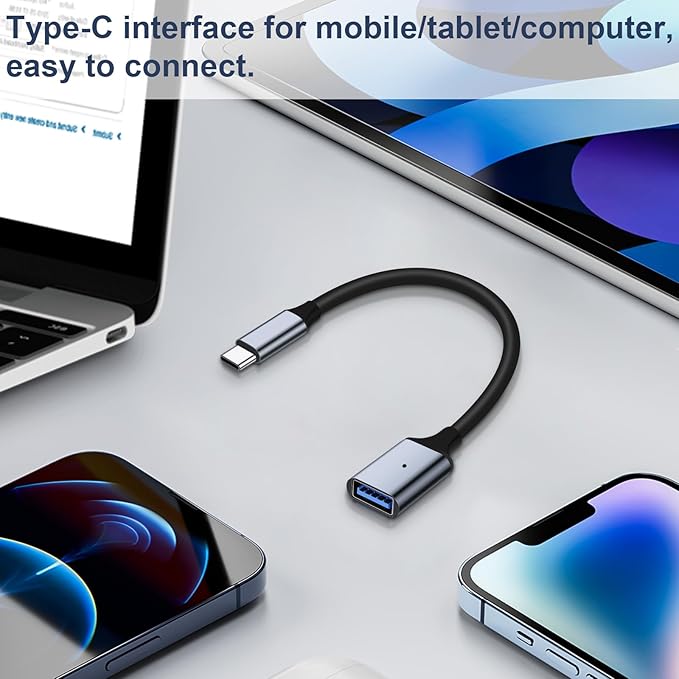 USB C to USB 3.0 Adapter [2 Pack], Type C Male to USB Female OTG Cable Thunderbolt3 to USB Adapter Compatible for iPhone 16 Pro Max/16 Plus/16/15 iPad MacBook Pro/Air Samsung Galaxy S24/S23/S22/S21