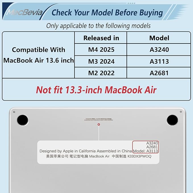 Compatible with MacBook Air 13.6 inch Case, M4 A3240/M3 A3113/M2 A2681 (Released 2025 to 2022), Hard Shell, Keyboard Cover, Screen Protector, Webcam Cover & Type-C Adapter, Scatter Daisies