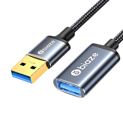 USB Extension Cable USB 3.0 Extension Cord Type A Male to Female Cord Nylon Braided High Data Transfer Compatible with USB Keyboard, Mouse, Flash Drive(3ft)