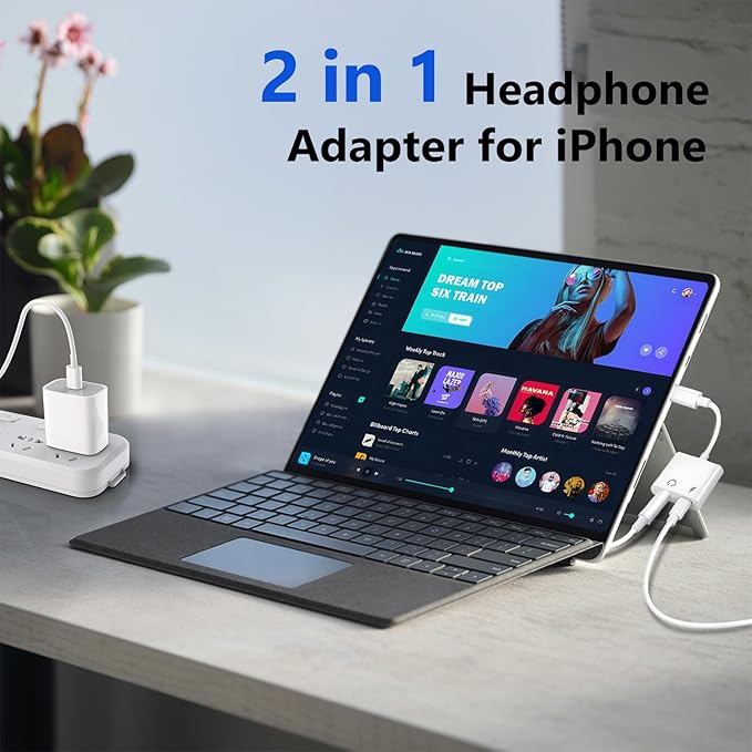Seulliya USB C to 3.5mm Headphone Jack and Charger Adapter, 2-in-1 Audio & Fast Charging Splitter for Apple iPhone 17/16/15/Pro/Pro Max, iPad, Samsung, Pixel, and More 1Pack