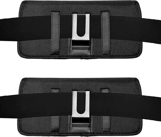 Nylon Cell Phone Holster for Samsung Galaxy A21, A22 5G, Note20 Ultra, S20/S21/S22 Ultra 5G, T-Mobile REVVL 6 Pro - Horizontal Case Canvas Waist Carrying Pouch with Belt Clip/Loops, Black