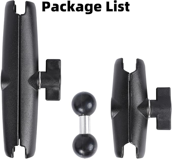 Dual Extension Double Socket Arm with 1" Double Ball Adapter Compatible with RAM B Size Mount and Other 1 inch Industry Standard Device, 360° Rotation Rod for Bike, Truck, Car (10.47" Length)