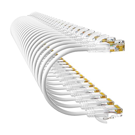 Cat6a Patch Cables 5ft (24 Pack) Slim, Cat6 Ethernet Patch Cable Pure Copper, Flexible Cat 6 Patch Cable 550MHZ 10G, Space-Saving Cat 6A Network Cables for Patch Panel, White