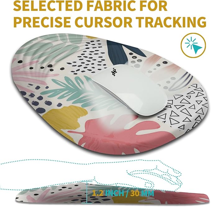 Hokafenle Ergonomic Mouse Pad Wrist Support with Stepped-Wedge Design, Wrist Rest Pain Relief Mousepad Filled with Memory Foam, Carpal Tunnel Mousepad for Wireless Mouse(12x8 inch, Tropical Plants)