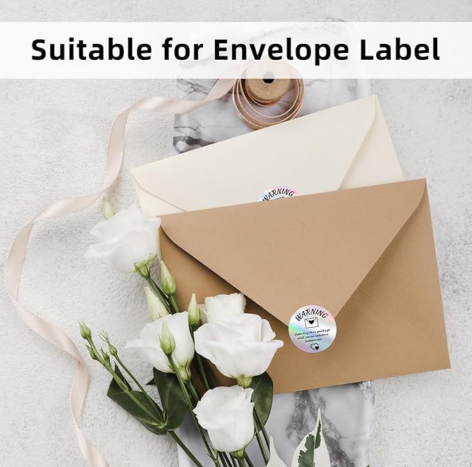 2'' Circle Thermal Labels, Holographic Sliver 400pcs Round Thermal Printer Labels, Multi-Purpose Stickers for Logo Design, Name/Price Tag, Address, QR Code