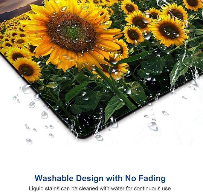 Sunflower Mouse Pad, Floral Square Mouse Pads Gift for Her, Mouse Mat Square Waterproof Mousepad Non-Slip Rubber MousePads for Office Laptop, 9.5"x7.9"x0.12" Inch