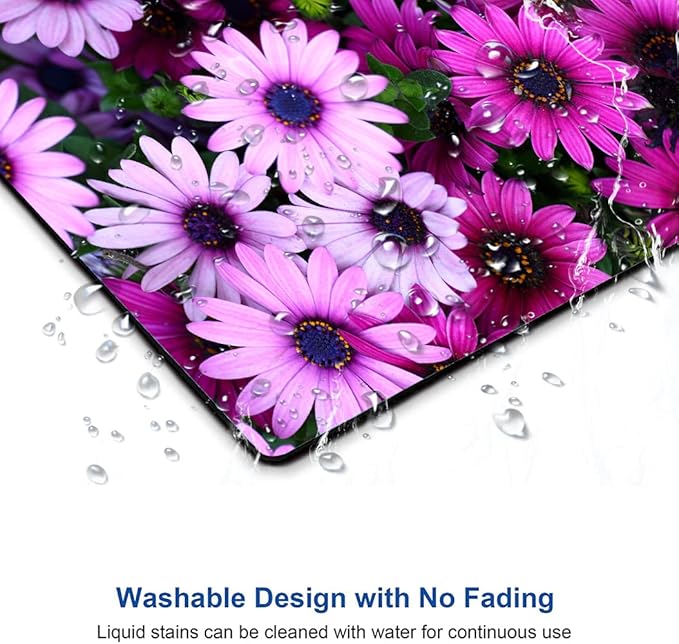 Hoka Fenle Mouse Pad with Flower Design - Purple Floral Square Waterproof Non-Slip Mouse Mat for Women's Laptop & Office