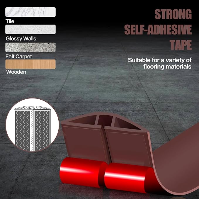 Floor Cord Cover Cavity 0.8"x0.37" Self Adhesive Cord Hider, 3.3FT Low Profile Cable Management, Extension Strip Protector for Wires, Prevent Cable Trips for Offices, Gyms, Exhibitions (Coffee)