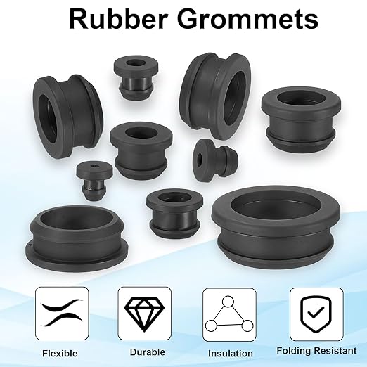 PATIKIL 17mm / 11/16 Inch Drill Hole,1/2 Inch ID Rubber Grommets, 12Pcs Top Hat Grommet for Wiring Eyelet Ring Gasket Automotive Firewall Cable Hole Plugs Wires Protection, Black