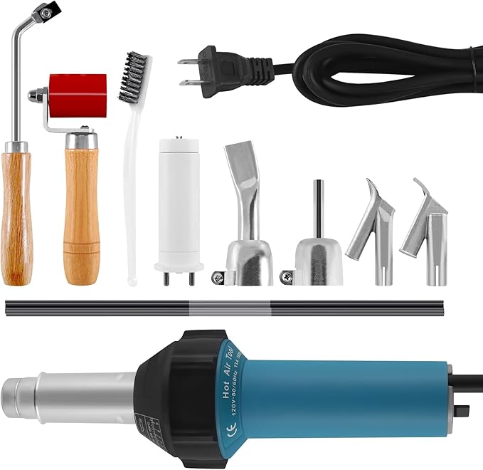 Iglobalbuy 1600W Hot Air Plastic Welder, 110V Plastic Welding Roofing Kit Vinyl PVC TPO Welding Handheld Plastic Hot Air Heat Gun Welding Torch w/Various Nozzles