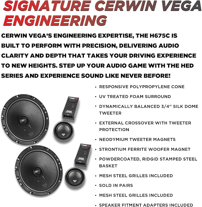 CERWIN-VEGA! HED 2025 Edition – 6.75” 2-Way Coaxial Full Range Speaker System - H675C