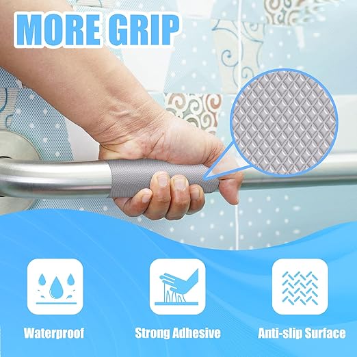 Rubber Grip Tape, Ultra-Thin Strong Adhesive Anti-Slip Waterproof Heat Resistant Wear-Resistant Cushion Pad, Making Handles or Contact Surfaces Safer, with Grip and Comfort (Gray, 4In x 10Ft)