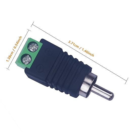 RCA Plugs for Speaker Wire, RCA to AV Screw Terminal Connector, Phono RCA Male Plug Solderless Converter Audio/Video Speaker Wire Connectors Solderless Adapter(12 Pack)