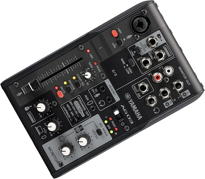 Yamaha AG03MK2 Black 6-Channel Live Streaming Loopback Mixer/USB Interface with Steinberg Software Suite