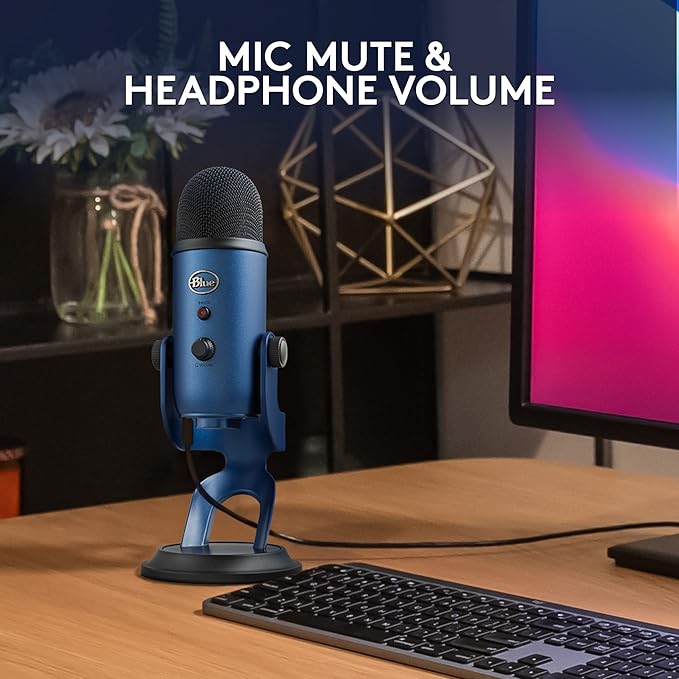 Logitech Creators Blue Yeti USB Microphone for Gaming, Streaming, Podcast, YouTube, Discord, PC, Studio Sound, Plug & Play-Midnight Blue