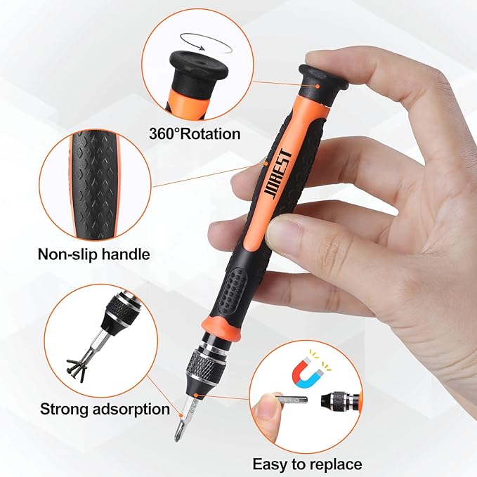 JOREST 24Pcs Small Precision Screwdriver Set with Torx T5 T6 T8 T9, Y00, Star P5, Mini Repair Tool Kit for Macbook, Computer, Laptop, iPhone, PS4 PS5, Xbox, Switch, Eyeglasses, Watch, Ring Doorbell