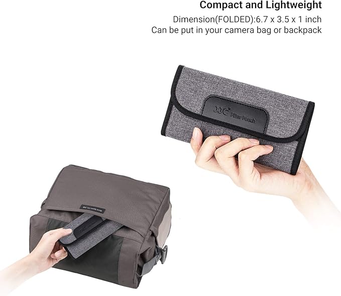 JJC 4 Pockets Filter Case for Round Filter Up to 58mm (37mm 40.5mm 43mm 46mm 49mm 52mm 55mm 58mm), Foldout Lens Filter Pouch with Microfiber Cleaning Cloth, Professional Photography Filter Bag