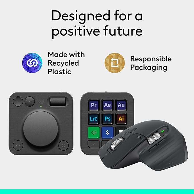 Logitech MX Master 3S Wireless Mouse Standard Edition with Logi Bolt USB Receiver + MX Creative Console: Mouse, Programmable Keys and Dial for Graphic Design, Video Editing, Adobe and More - Graphite
