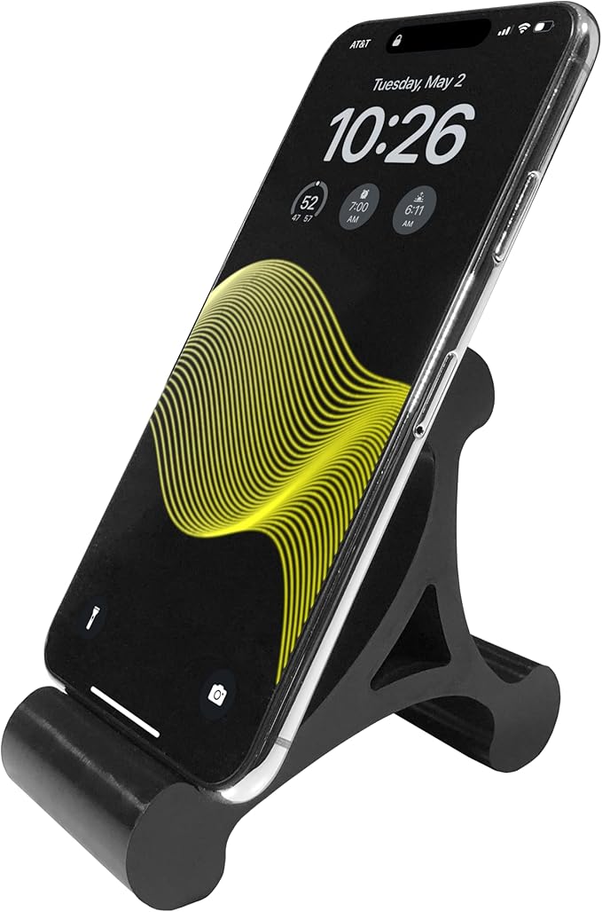 Skalene Phone Stand - 100% Silicone Rubber, Adjustable Phone Holder, Prop, Rest - Desk, Office, Home, Kitchen Accessory (Stealth Black)