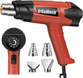 ROMECH 1500W Heavy Duty Heat Gun, Variable Temperature Control Hot Air Gun Kit with 2 Air Flow 120°F~1200°F and 4 Nozzles for Crafts Shrink Wrap (Red)