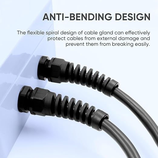 Strain Relief Cord Connector,LISTENJIALE 5Pcs NPT 1" Waterproof Cable Gland Flex Spiral Strain Relief Adjustable 18-25mm Cable Connector Nylon Joint with Gaskets(Black)