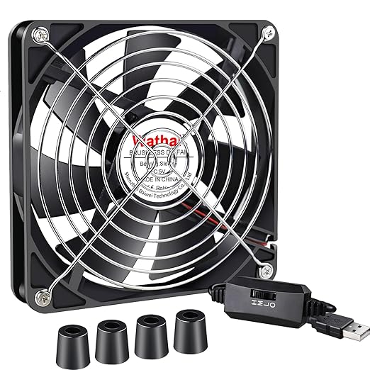 Wathai 140mm x 25mm USB Cooliing Fan 5V with Speed Control for Computer Case Receiver DVR PlayStation Xbox PS4 Router Cabinet Cooling