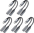 5PCS USB C Headphone Splitter,CCZ CA01 USB C to Type C Headphone Jack and Charger Adapter, 1 in 2 out Dongle Hi-Res DAC Audio Cable with PD 60W Fast Charging for Samsung Galaxy S25 S24 S23 (USBC-USBC)