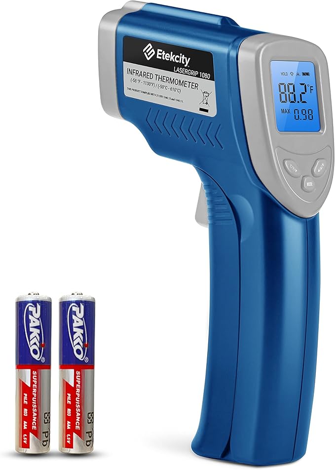 Etekcity Infrared Thermometer 1080, Heat Temperature Temp Gun for Cooking, Laser IR Surface Tool for Pizza Oven, Meat, Griddle, Grill, HVAC, Engine, Accessories, -58°F to 1130°F, Blue