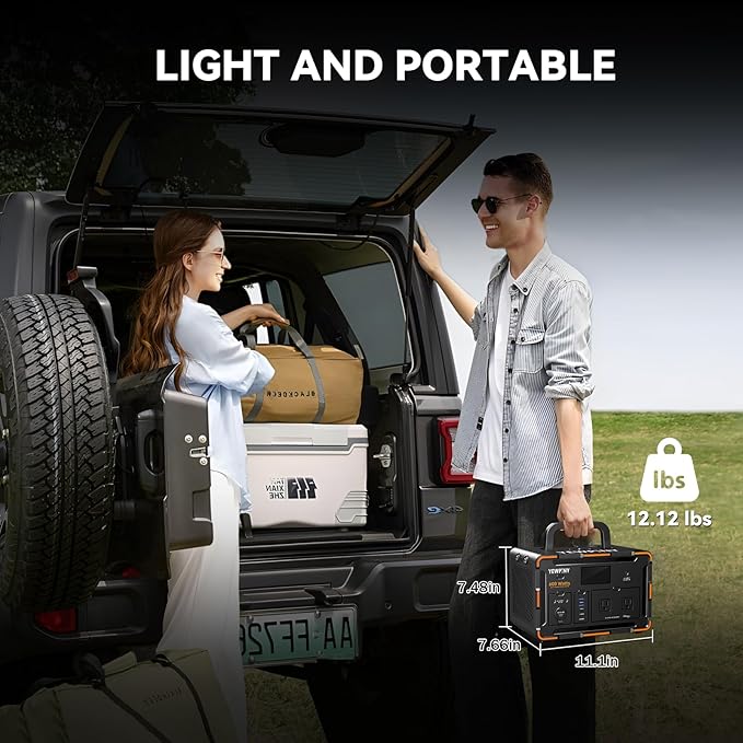 600W Solar Generator 599.4Wh Portable Power Station, 162000mAh Battery w/ PD100W & Pure Sine Wave AC, Solar Charging for Camping, RV, Home Backup (SOS Light & LCD Display)