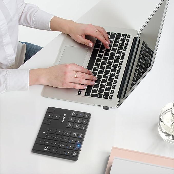 MOFII Bluetooth Number Pad for Laptop - Black Wireless Numeric Keypad 35 Keys USB-C Rechargeable Numpad, Accounting Portable Financial Data 10 Key for Laptop/PC/Desktop/Notebook/Surface Pro