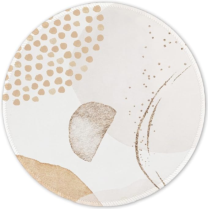 ITNRSIIET Round Mouse Pad with Stitched Edge Premium-Textured Waterproof Non-Slip Rubber Base Desktop Protection Mat Diameter 8.7 inches, Abstract Art Orange