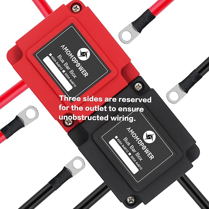 Heavy Duty 400A 12-48V Tin-Plated Copper Block Bus Bar 8xM10(3/8") Studs Independent Modular Positive Negative Ground Battery Junction Block Buss Bar for Solar System Marine Truck Boat