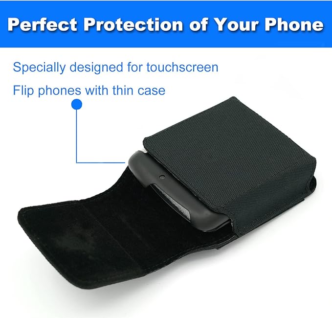 BECPLT for Galaxy Z Flip7 FE 7 6 5 4 3 Nylon Cell Phone Pouch Holster Case with Belt Clip Cover for Samsung Galaxy Z Flip 5G Motorola Razr 40 Ultra Motorola Razr 2022 2019