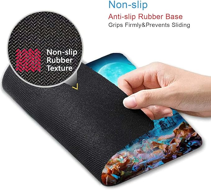 Halloween Mouse Pad,Pumpkin Glowing at Moonlight in The Spooky Forest Mouse Pad,Mouse Mat Square Waterproof Mouse Pad Non-Slip Rubber Base Mousepad for Office Laptop, 9.5"x7.9"x0.12" Inch