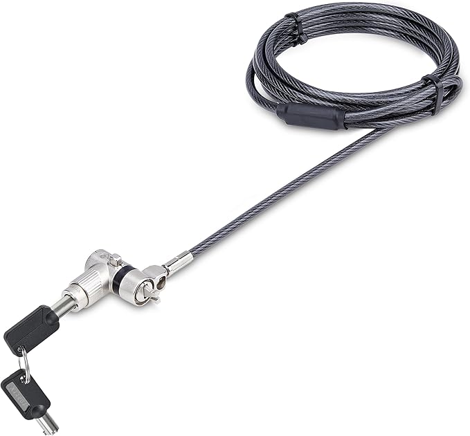 StarTech.com 3-in-1 Universal Laptop Lock 6.6ft (2m), Master Keyed Security Cable, Compatible with Noble Wedge/Nano/K-Slot; TAA