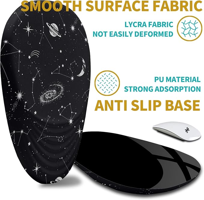 Hokafenle Ergonomic Mouse Pad Wrist Support with Stepped-Wedge Design, Wrist Rest Pain Relief Mousepad Filled with Memory Foam, Carpal Tunnel Mousepad for Wireless Mouse(12x8 inch, Galactic System)