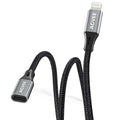 AGVEE 2 Pack 4 inch Lightning Extension Cable, Braided Female to Male Extender Full Function Cord Compatible with iPhone iPad, Data Sync Video Audio & Charging Connector Adapter, Dark Gray