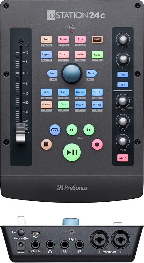 PreSonus ioStation 24c 2x2, 192 kHz, USB Audio Interface and Production Controller with Studio One Artist and Ableton Live Lite DAW Recording Software