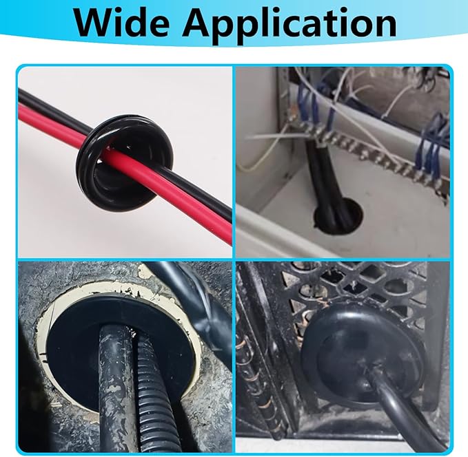 Rubber Grommet Kit Closed Firewall Grommet 7 Sizes 7/25" 3/8" 1/2" 5/8" 3/4" 7/8" 1" Rubber Hole Plug Rubber Grommets for Wiring (188Pcs)