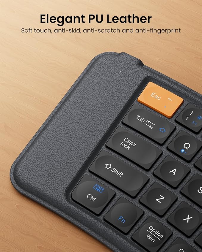 ProtoArc Ergonomic Foldable Keyboard, XK03 Split Folding Bluetooth Keyboard, Ultra Slim, Portable, for iPad, iPhone, Tablet, Laptop, PC - Gray
