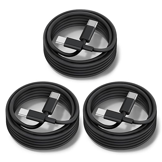 60W USB C to C Cable [3Pack] iPhone 15 Fast Charging Cable,6ft Long USB-C to USBC Power Cord for iPhone 16/15 Pro Plus Pro Max, MacBook Pro Air/IPad/iPad Pro 12.9/11,AirPods 4(Black)