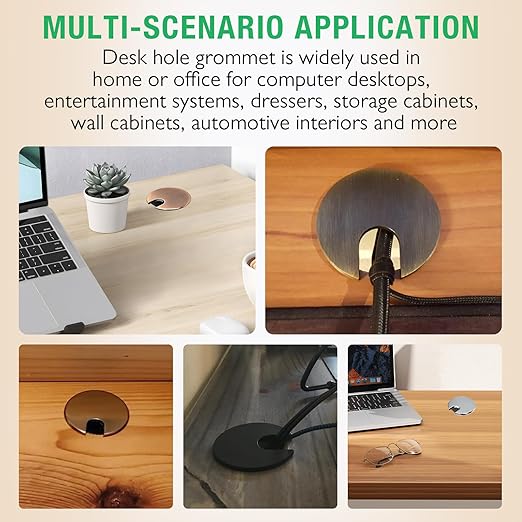 1 Pcs Desk Grommet 1-3/8" / 35 mm, Desk Cord Hole Cover, Cable Grommet Metal Zinc Alloy Materilal, Desk Hole Grommet for Home & Office Pc, Detachable Cable Cord Organizer-Brushed Silver