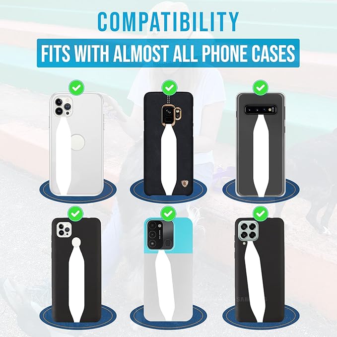 Phone Grip Strap - Pack of 2 Reversible Finger Holder for Phone Back, Customizable Anti-Slip Design, Wireless Charging Compatible Detachable Holder for iPhone - Color & Psychedelic Dog Paw