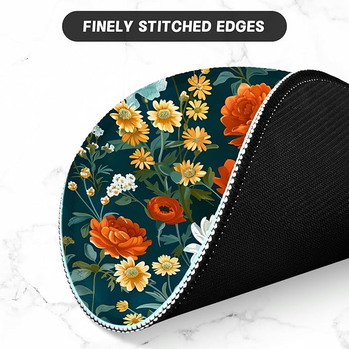 ITNRSIIET Round Mouse Pad with Stitched Edge Premium-Textured Waterproof Non-Slip Rubber Base Desktop Protection Mat Diameter 8.7 inches, Beautiful Flowers