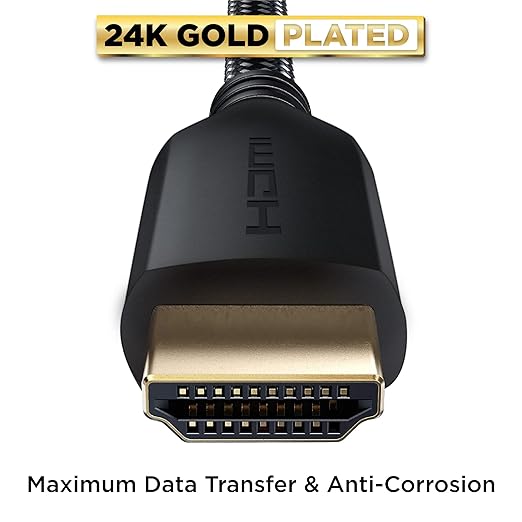 PowerBear 4K HDMI Cable 0.5 ft | High Speed, Braided Nylon & Gold Connectors, 4K @ 60Hz, Ultra HD, 2K, 1080P, ARC & CL3 Rated | for Laptop, Monitor, PS5, PS4, Xbox One, Fire TV, Apple TV & More