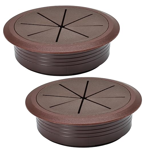 2 Pcs Desk Grommet 3-1/8" / 80 mm, Desk Hole Cover for Cables Coffee, Cable Grommet ABS Plastic, Desk Hole Grommet for Home & Office Pc, Detachable Cable Cord Organizer