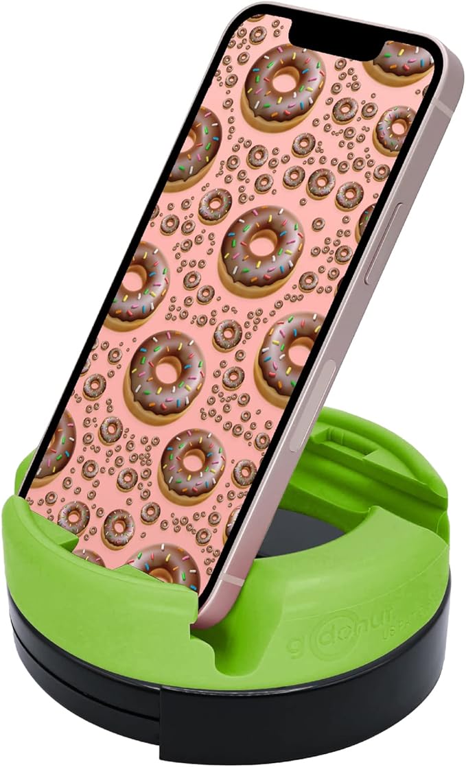 GoDonut – Phone Stand 360 Swivel – Cell Phone Holder + iPad Stand Desk Organizer - Compatible with Tablet, iPhone, Kindle & Most Smartphones – Lime Green