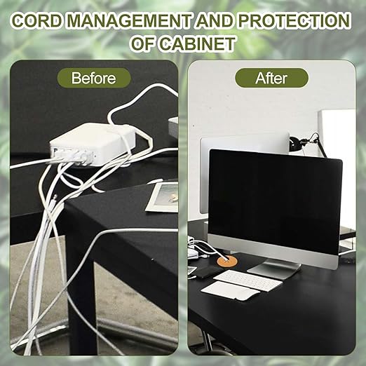 PATIKIL Desk Grommet 2-3/8", 4 Pcs Round Cable Grommet Cord Hole Cover with Adhesive Tape Flexible Table Wire Organizer for Office Home Table Countertop, Light Gray