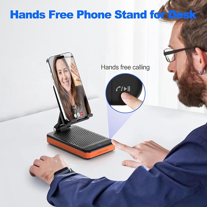 JTEMAN Bluetooth Speaker Phone Stand with Power Bank,Portable Foldable Charging Speaker Stand,Birthday Gifts for Men and Women Tech Gadgets