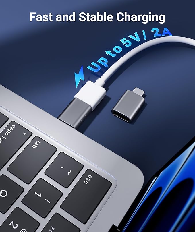 Syntech USB C to USB Adapter Pack of 2, USB 3.0 Female to Thunderbolt 4/3 Adapter Compatible with MacBook Pro Air 2024, Surface, iPad, iPhone, Galaxy Notebook, XPS and More Type C Devices, Space Grey